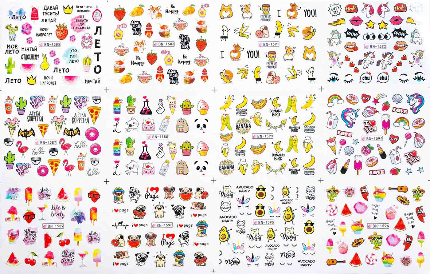 12pcs Spring Flower Nail Stickers Sunflowers Deisgn Water Transfer Decals DIY Nail Art Watermark Manicure Manicure Decor: BN1585-1596
