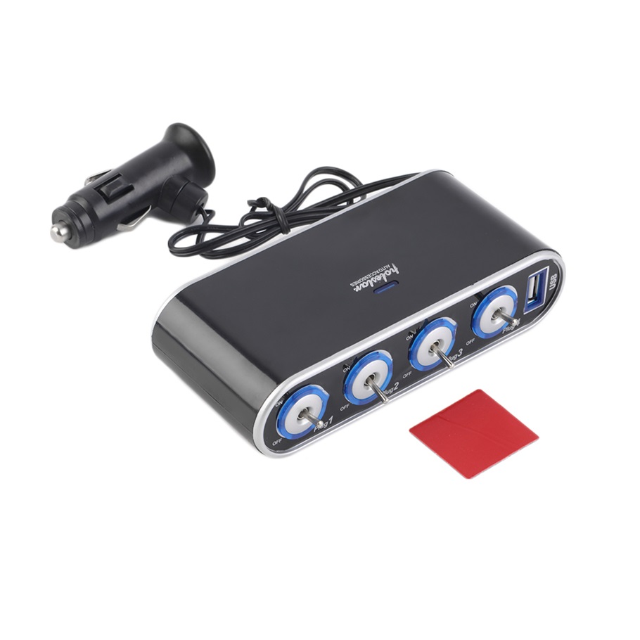 4 Way Multi Socket Autolader Voertuig Auto Sigarettenaansteker Splitter & Dual Usb-poorten Plug Adapter 12V 24V