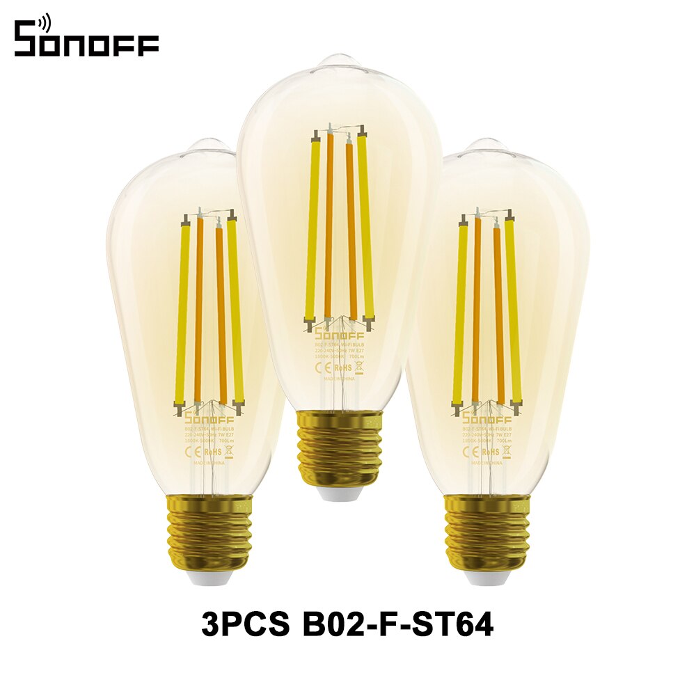 SONOFF B02-F Smart Wi-Fi Filament Led-lampe Vintage Stil Energiesparende Licht Dimmbare Voice Control über Alexa Google Hause: 3PCS B02-F-ST64