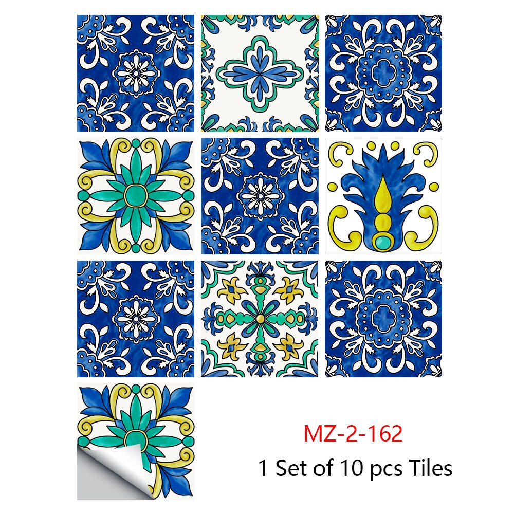 Spanish Style Floral Texture Crystal Hard Floor Tile Wall Sticker Kitchen Home Decor Wallpaper Waterproof Ground Table Art Mural