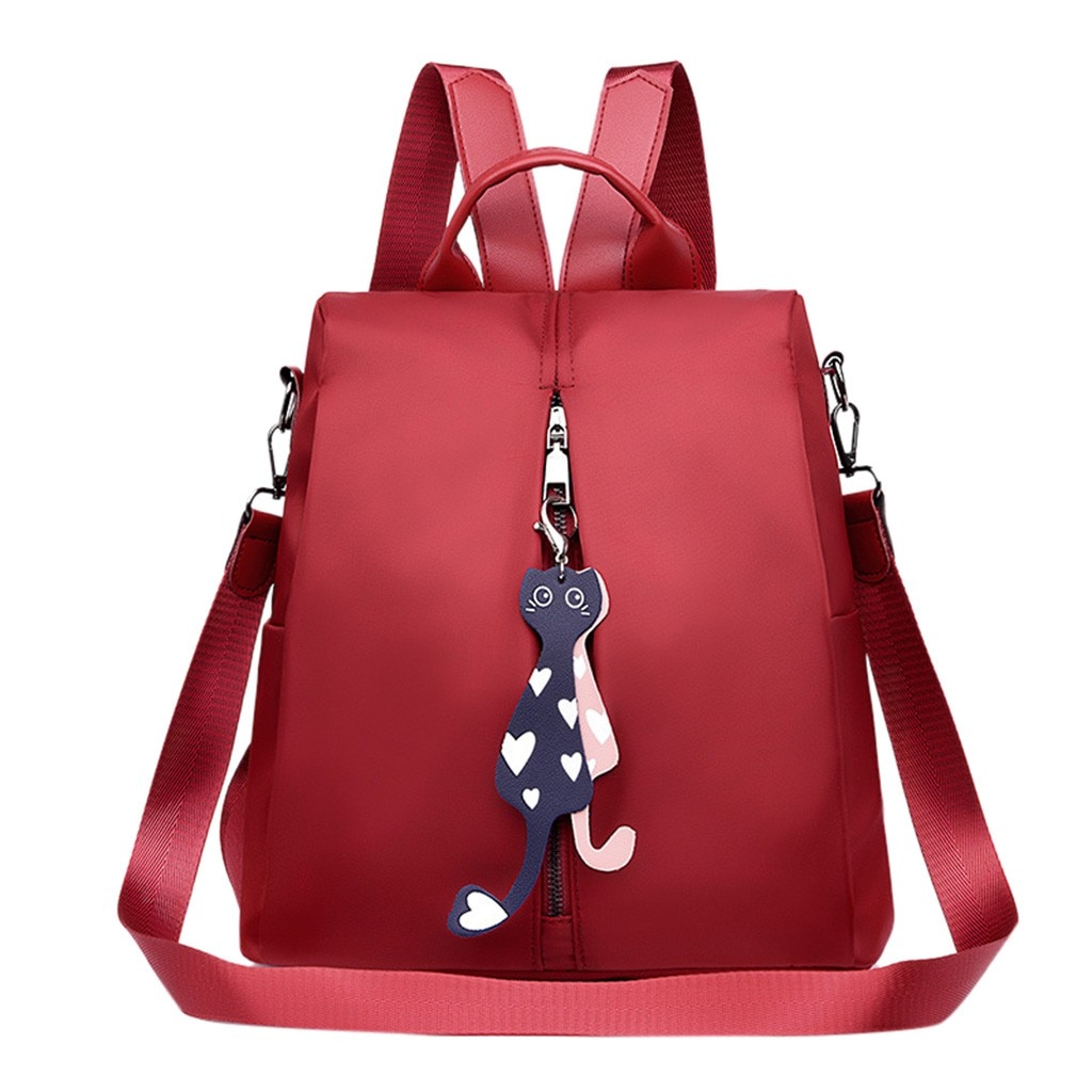 Das mulheres Anti-roubo de mochila saco de Escola de moda cor sólida simples Oxford pano bolsa de ombro 2020 Nova Женский рюкзак: Vermelho