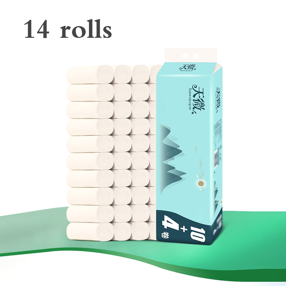 Wit 14 Rolls Toiletpapier Vier-Layer Huishoudelijke Papieren Handdoek Roll Toiletpapier Coreless Papier Handdoeken Snelle Levering