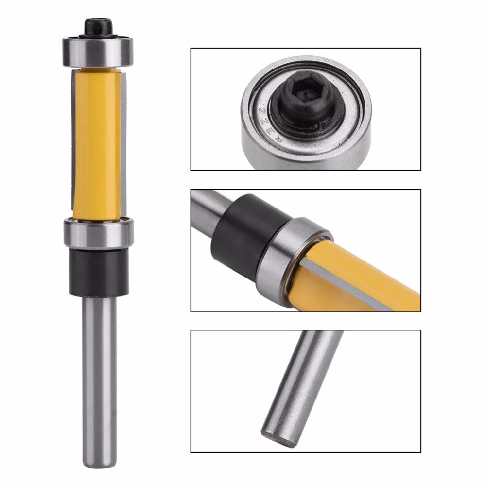 1/4" Shank Top Bottom Bearing Flush Trim Router Bit For Woodworking Cutter Tool Template Router Bit