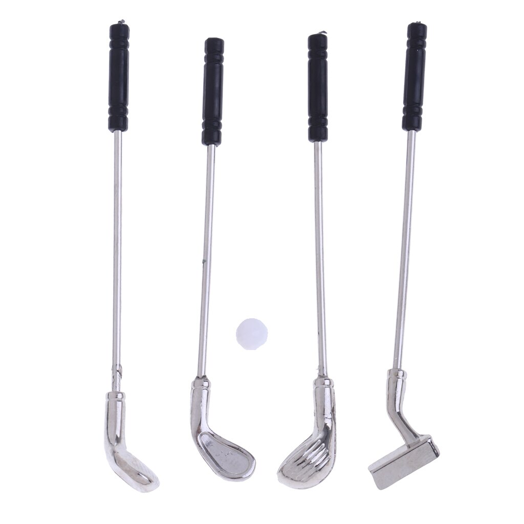 1/12 Dollhouse Miniature 5 Pieces Metal Alloy Golf Kit Sports Equipment Rooms Garden Decoration Accessory