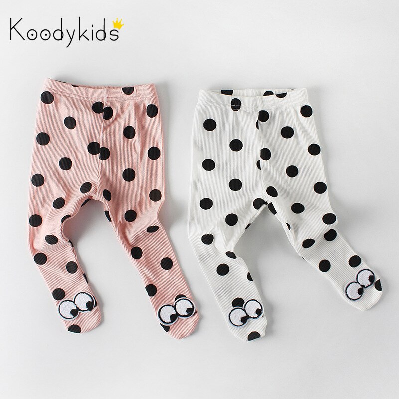 Koodykids Baby Boy Pants Spring Autumn Baby Legging Black Dot Baby Girl Leggings Socks Feet Pants Spring 0-2 Years