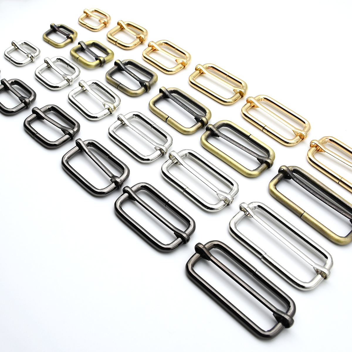 Metaal verdikte lederen tas Rugzak Schouderriem Riem Rechthoek Tri-glide Passen Roller Pin Gesp Slider O-ring