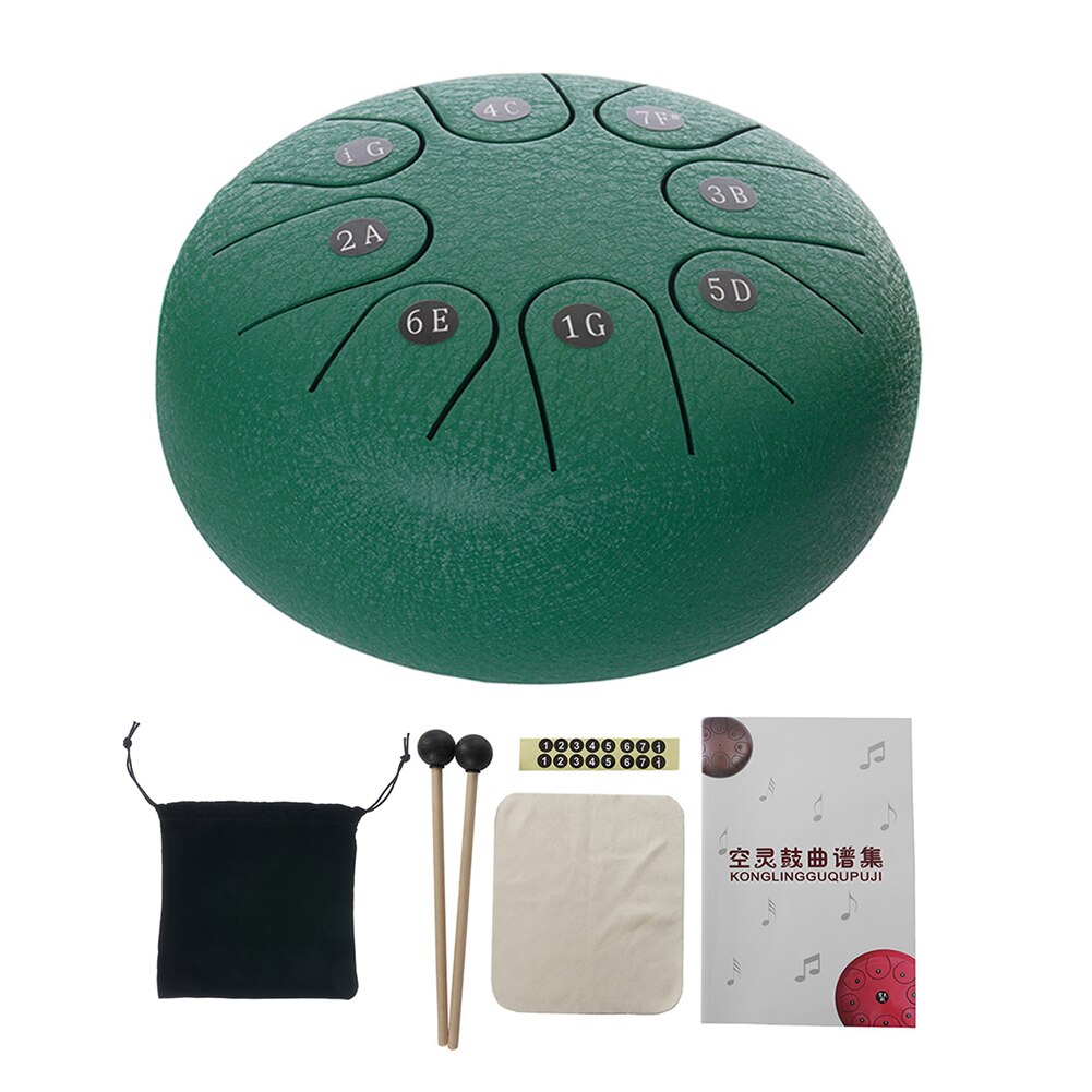 Hand Pan Tank Drum Notes Drum Musical Enjoyable Steel Tongue 6 inch 8 Tune Instrument Supplies for Children Beginner: Sand green