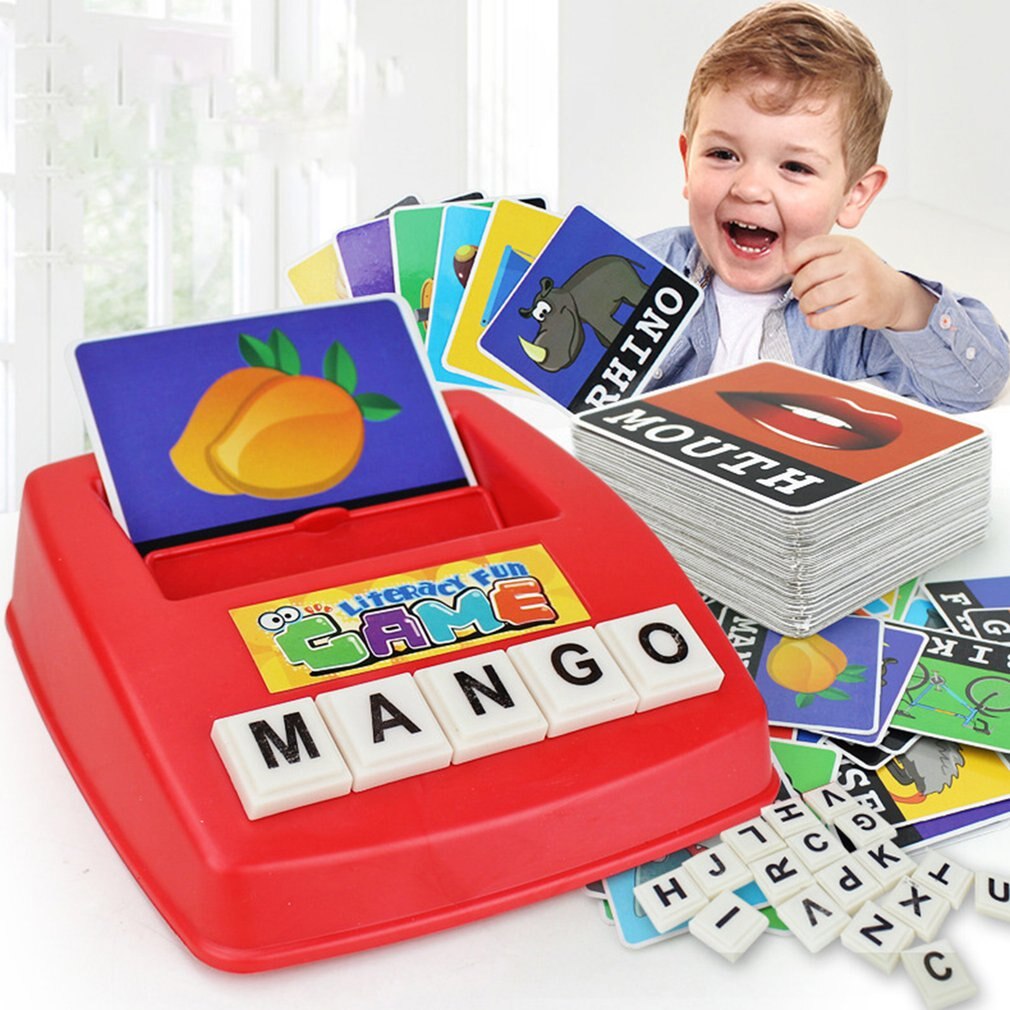 Matching Letter Game Spelling Reading English Alphabet Wooden Letters Card Match Game Children Pre-school Learning Language Toys