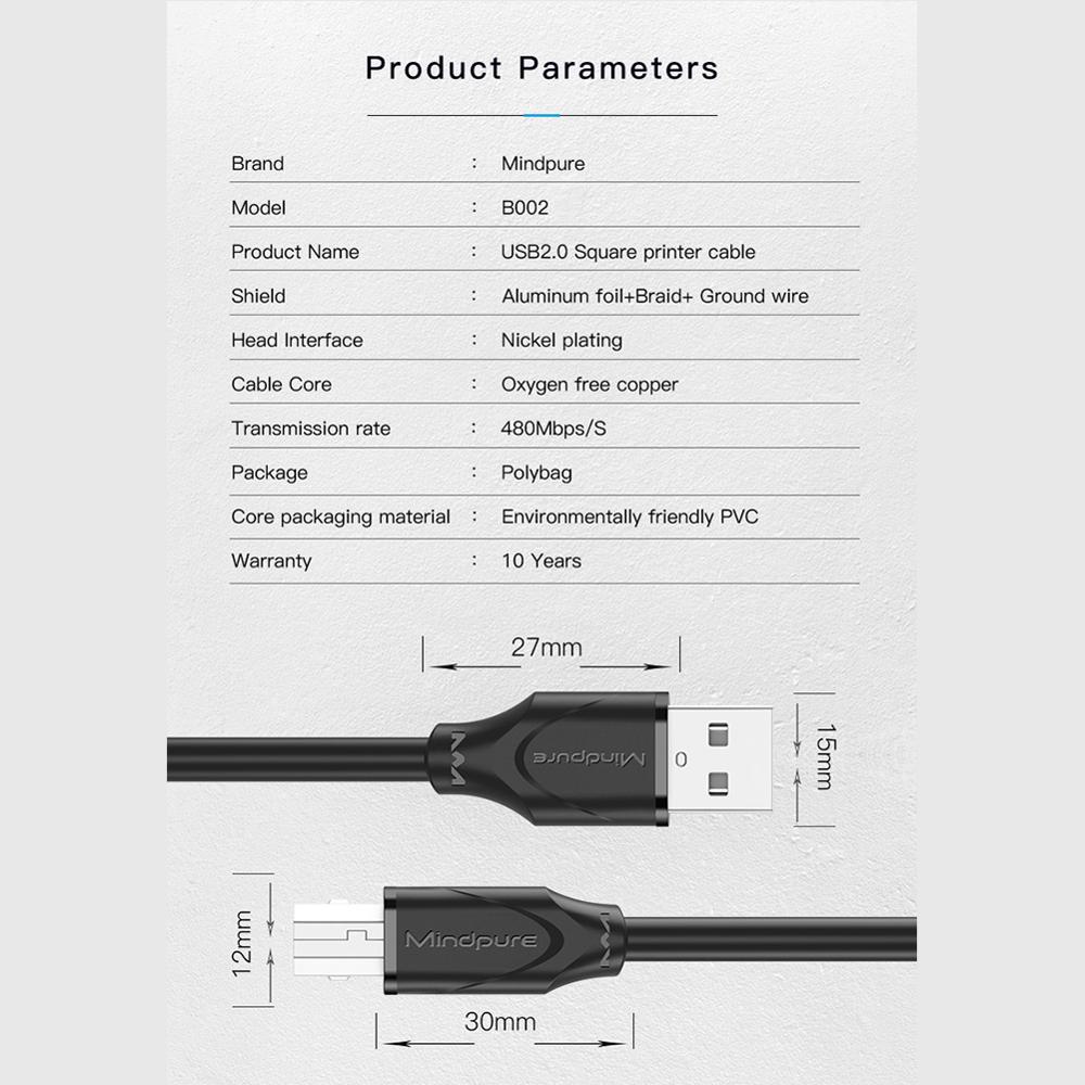 usb cable for printer High Speed A to B Male to male usb Printer Cable data sync for 3d label printer lenovo 1m 1.5m 2m 3m 5m