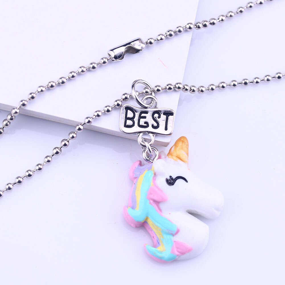 2 stks/set Hars Dier Eenhoorn Hanger BFF Ketting Choker Beste Vrienden Vriendschap Ketting voor Kinderen Jongens en Meisjes