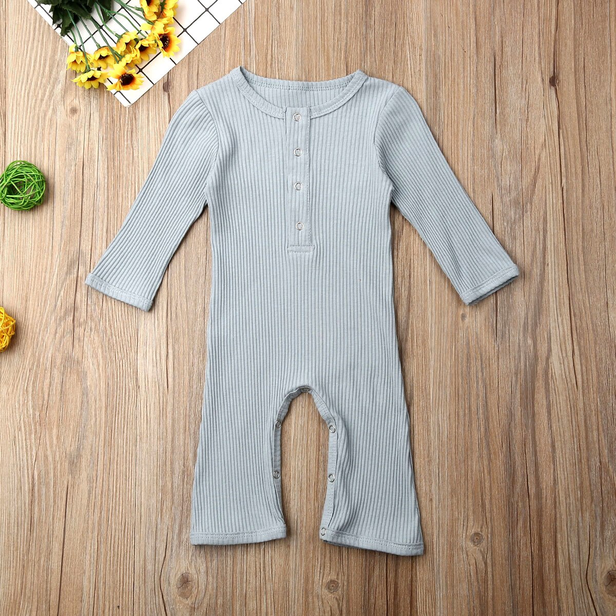 otoño Casual bebé niño niña tejido algodón manga larga mono ropa sólida niños atuendos de peleles