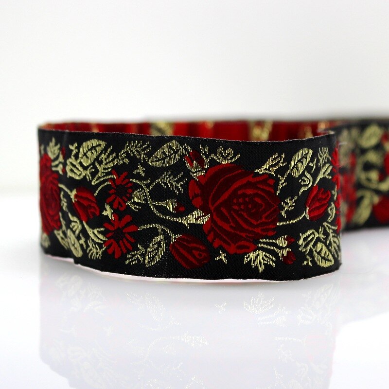 Correas de cinta de Jacquard con flores rosas hermosas, para zapatos, bolsos, prendas, cortinas, decoración, Material de costura Diy, Sup, 5 yardas