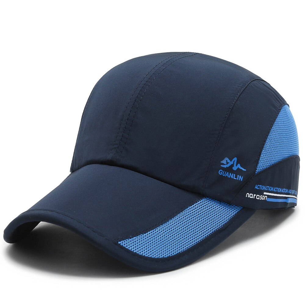 Summer Outdoor Sun Hats Quick Dry Waterproof Golf Fishing Cap Adjustable Unisex Baseball Caps: Navy