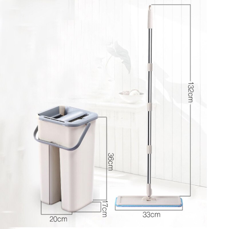 Free Hand Mop Flat Squeeze Magic Microfiber Cleaning Mops with Bucket Magic Automatic Home Kitchen Floor Cleaner