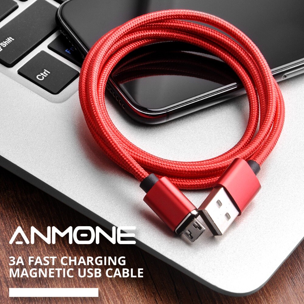 Anmone magnetische kabel snellader micro usb kabel 1m android datakabel magneet oplaadkabel voor mobiele 2m snellaadkabel