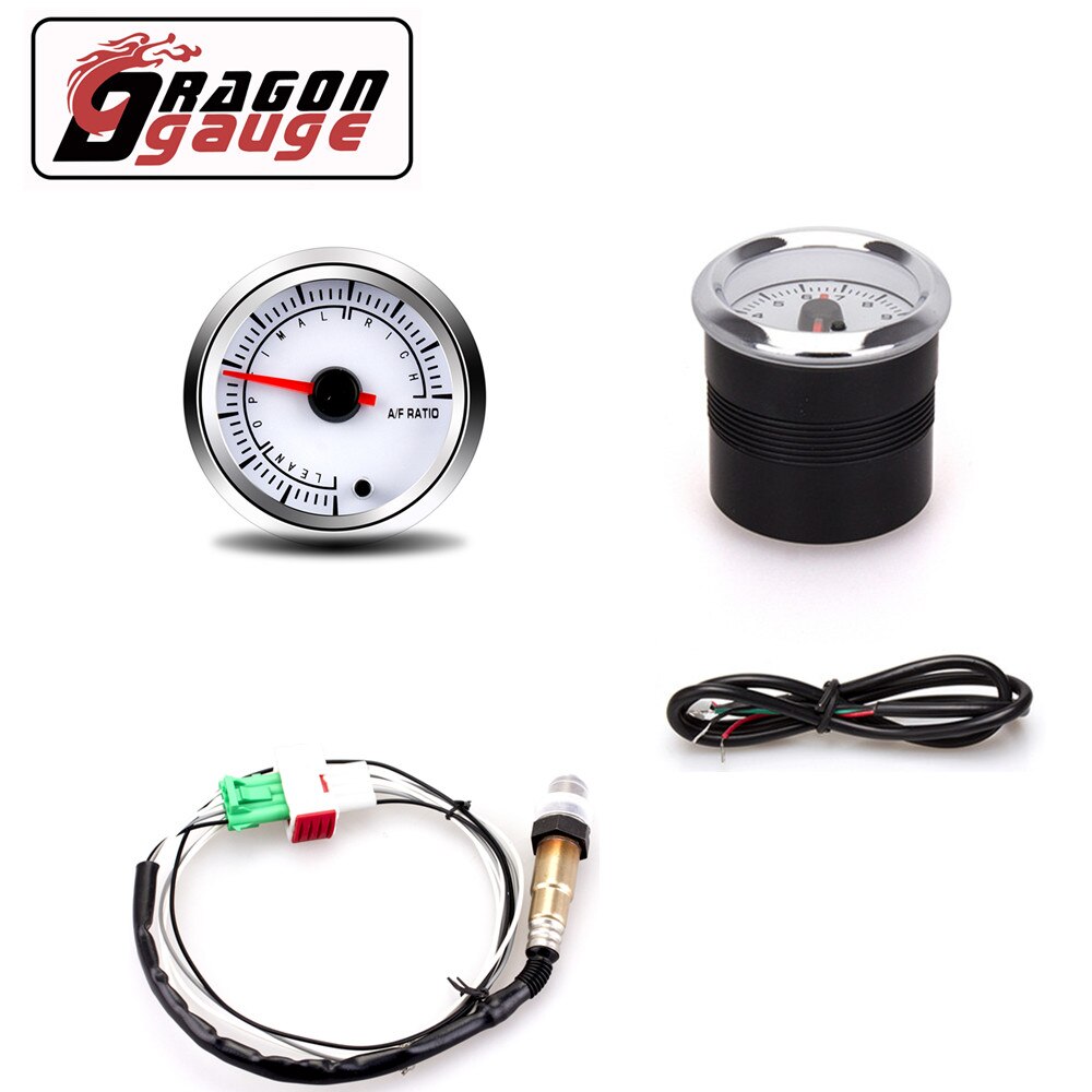 「DRAGON」 52MM Air Fuel Ratio Gauge 7 Colors Change Pointer Display Car Gauge With Narrowband O2 Oxygen Sensor for 12V Car: With sensor