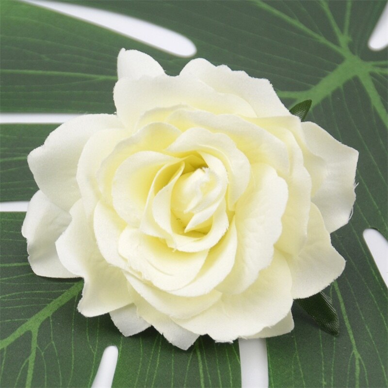 3Pcs 10 Cm Grote Kunstmatige Rose Silk Flower Heads Voor Bruiloft Decoratie Diy Krans Geschenkdoos Scrapbooking Craft Nep bloemen: Milk white