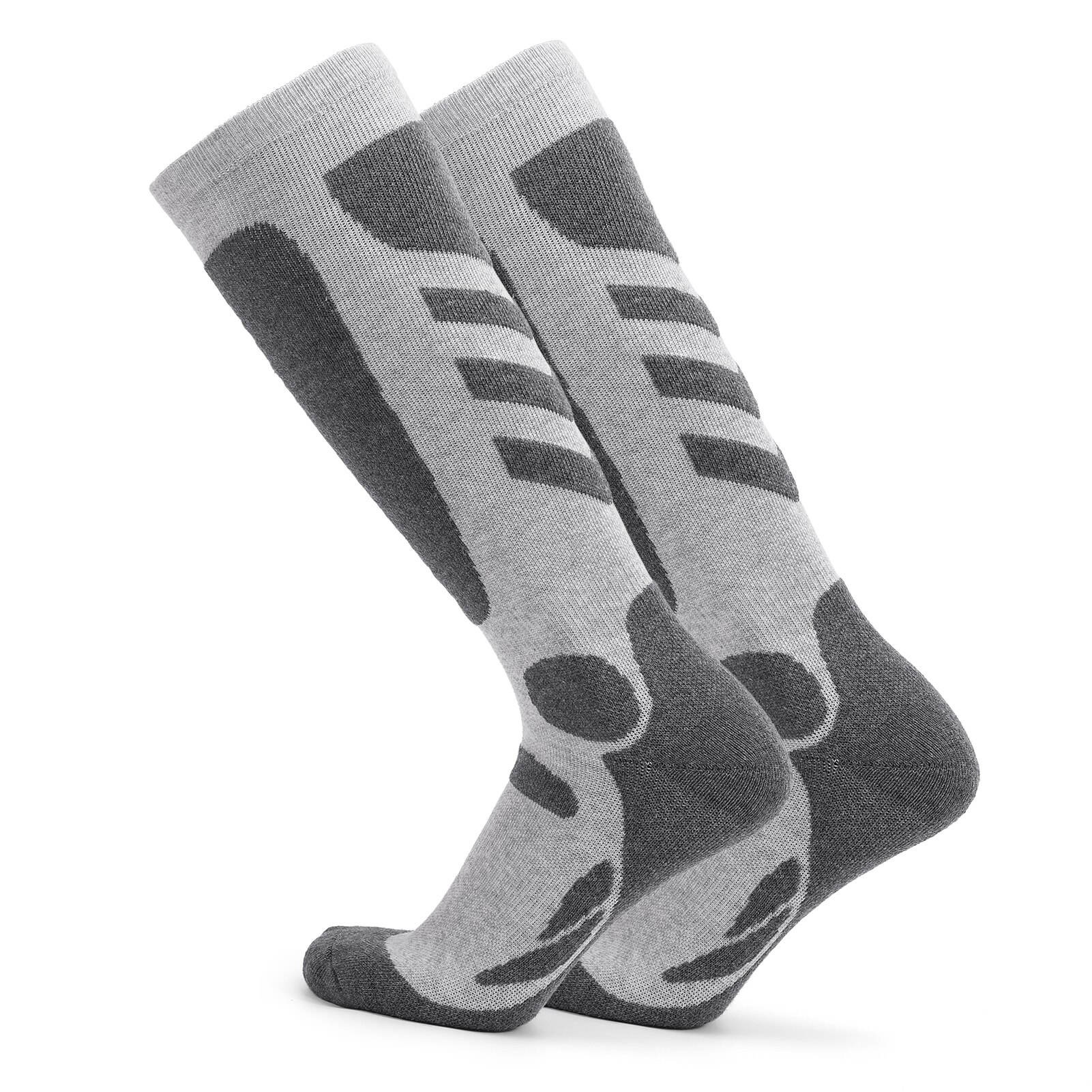 2 Pairs Men Thick Breathable Cotton Cushion Crew Outdoor Sports Hiking Trekking Socks Work Boot Socks For Men Ski Socks: Men Grey  / L