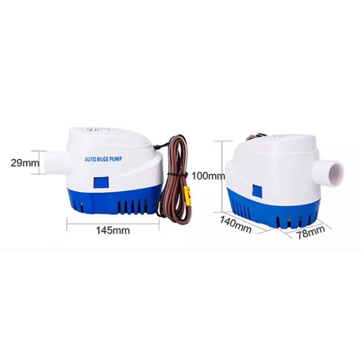 12V 750GPH Rustproof Waterproof Automatic Submersible Bilge Water Pump Built-in float switch Anti-air lock protection For Boat