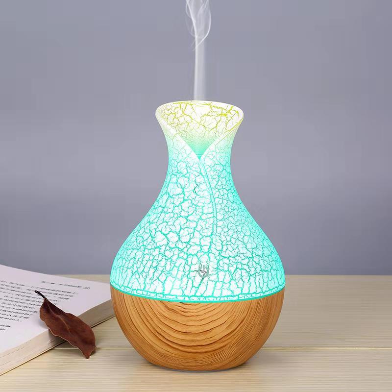 130Ml Luchtbevochtiger Essentiële Olie Houtnerf Aromatherapie Diffusers Aroma Purifier Mist Maker Led Licht Voor Thuis