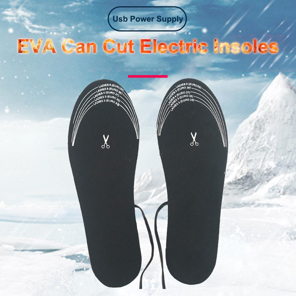 Usb opvarmede sko indersål komfortable bløde elektriske opvarmede sko indlægssåler vinter udendørs sports fødder opvarmning indlægssåler 1 par