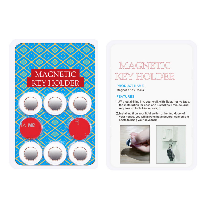 6 Stks/pak Eenvoudige Magnetische Haak Magneet Sleutel Sleutelhanger Ring Key Rekken Ingebouwde Sterke Magnetische Opslag Patch geïnstalleerd
