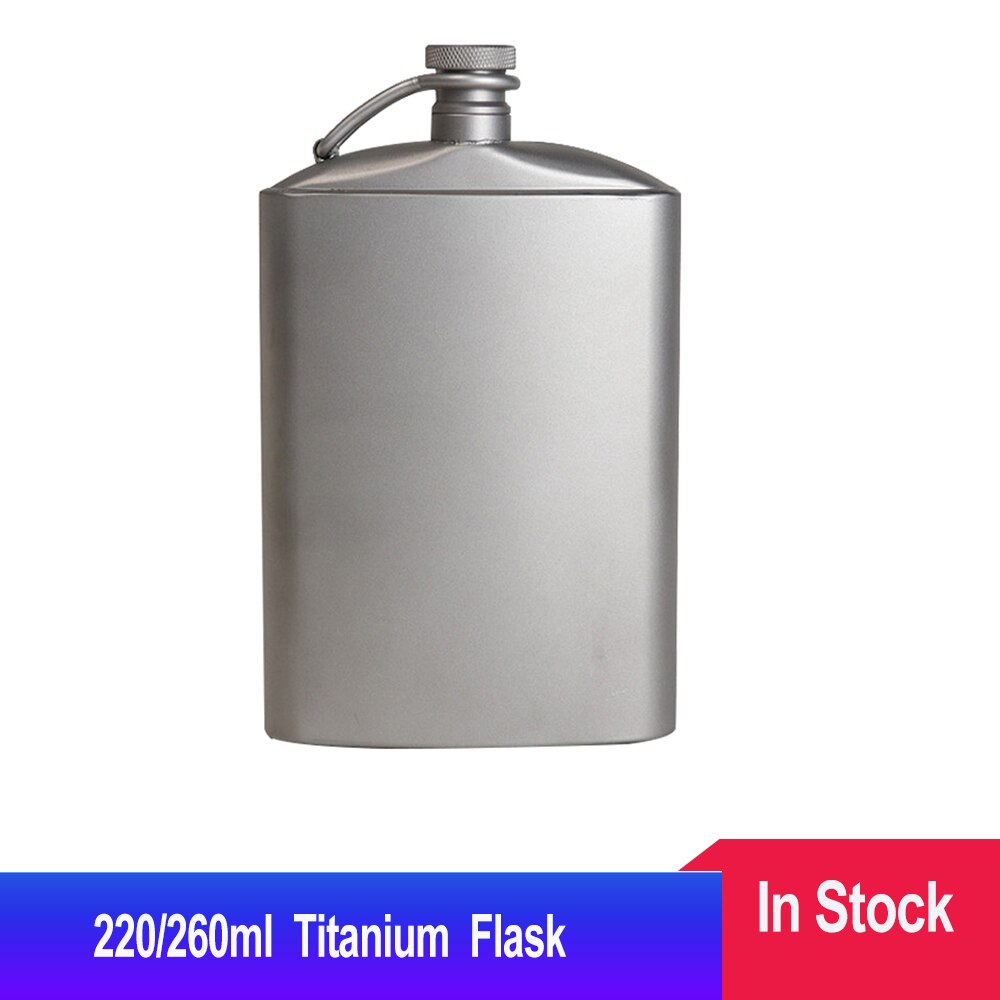 Titanium Fles 220/260Ml Wijn Hip Flagon Met Schroefdop Clip Trechter Ultralight Hydratatie Platte Fles Ti Trechter outdoor Wandelen