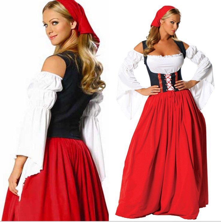 Kvinners tysk oktoberfest kostyme tradisjonell bayersk øl festival øl hushjelp fancy dress m-xl