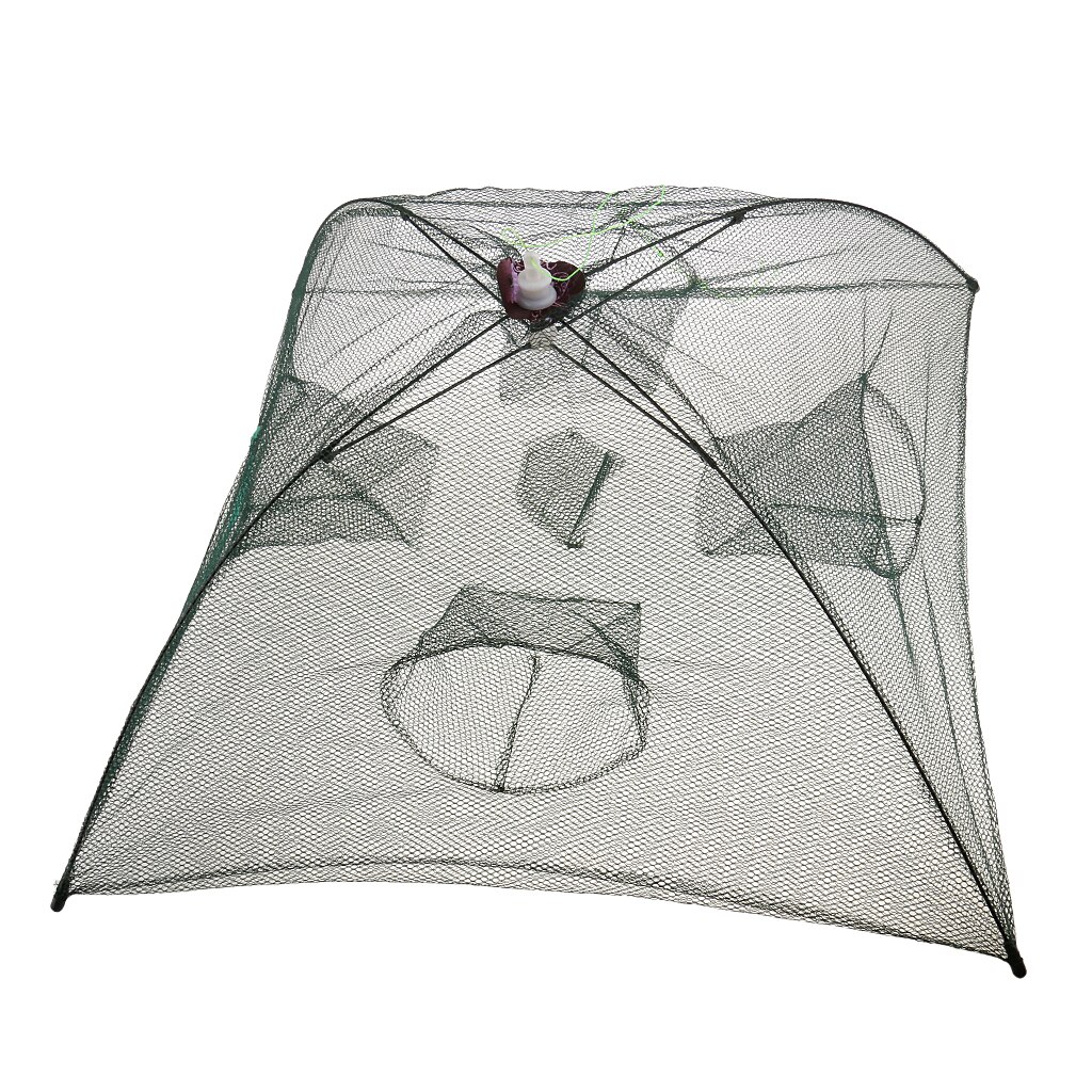 Portable Foldable Fishing Mesh Trap Net Prawn Shrimp Crayfish Lobster Bait 4-12 Holes: 4 Holes
