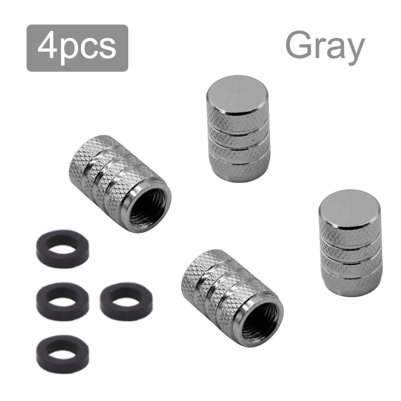 Auto Tire Valve Stems Cap Knurling Style Tire Valve Cap Aluminum Tire Wheel Stem Air Valve Cap for Car Truck Motorcycle SUV Bike: Silver