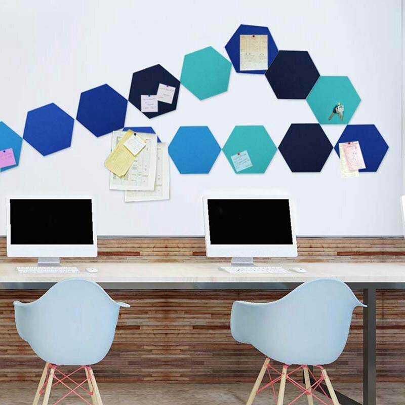 10Pcs Multifunction 3D Decorative Home Message Board Hexagonal Felt Wall Sticker Self-Adhesive Kids Room Baseboard, 5Pcs Gray Ye
