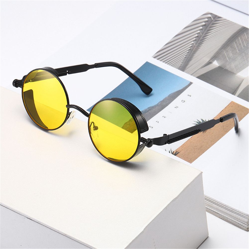 Steampunk Frauen Männer Runde Sonnenbrille Metallrahmen Brillen UV400 Schutz gotisch Jahrgang-Party Zubehör
