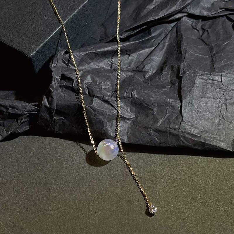 South korea mermaid ji pearl necklace simple cold wind collarbone chain oil temperament versatile necklace: 6