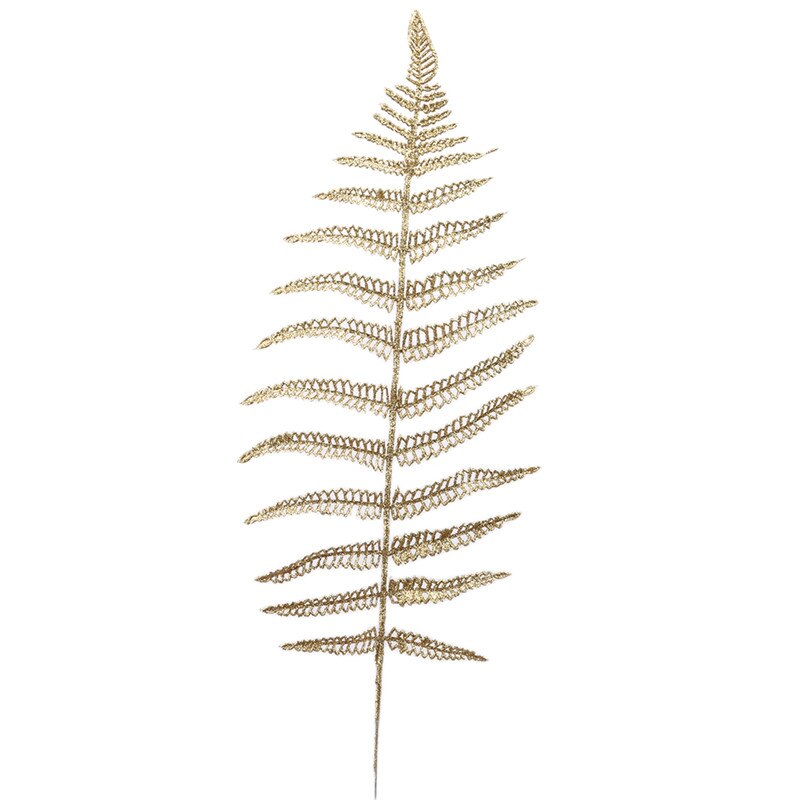 5pcs Set Christmas Artificial Leaves Glitter Hollow Fern Leaf DIY Christmas Tree Decoration Wedding Party Ornaments: Golden