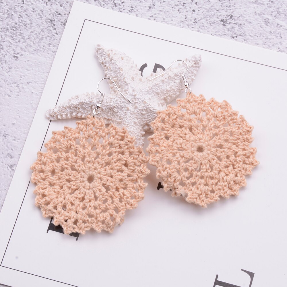 Crochet Earrings Jewelry-Wedding Bride Lacy Crochet Earring-Bridesmaid Crochet Earring Jewelry: Beige