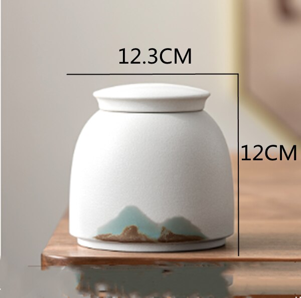 Chinese Ceramic Tea Pot Sealed Ceramic Storage Pot Household Black Tea Storage Tank Household Stoneware Tea Pot Decoration: F-1PCS