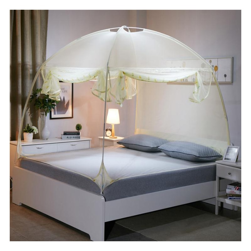 Lit à trois portes d'été en maille et repliable | Moustiquaire mongole pour yourte pliable, lit pour roi/reine, rideau pour auvent, tente de dôme