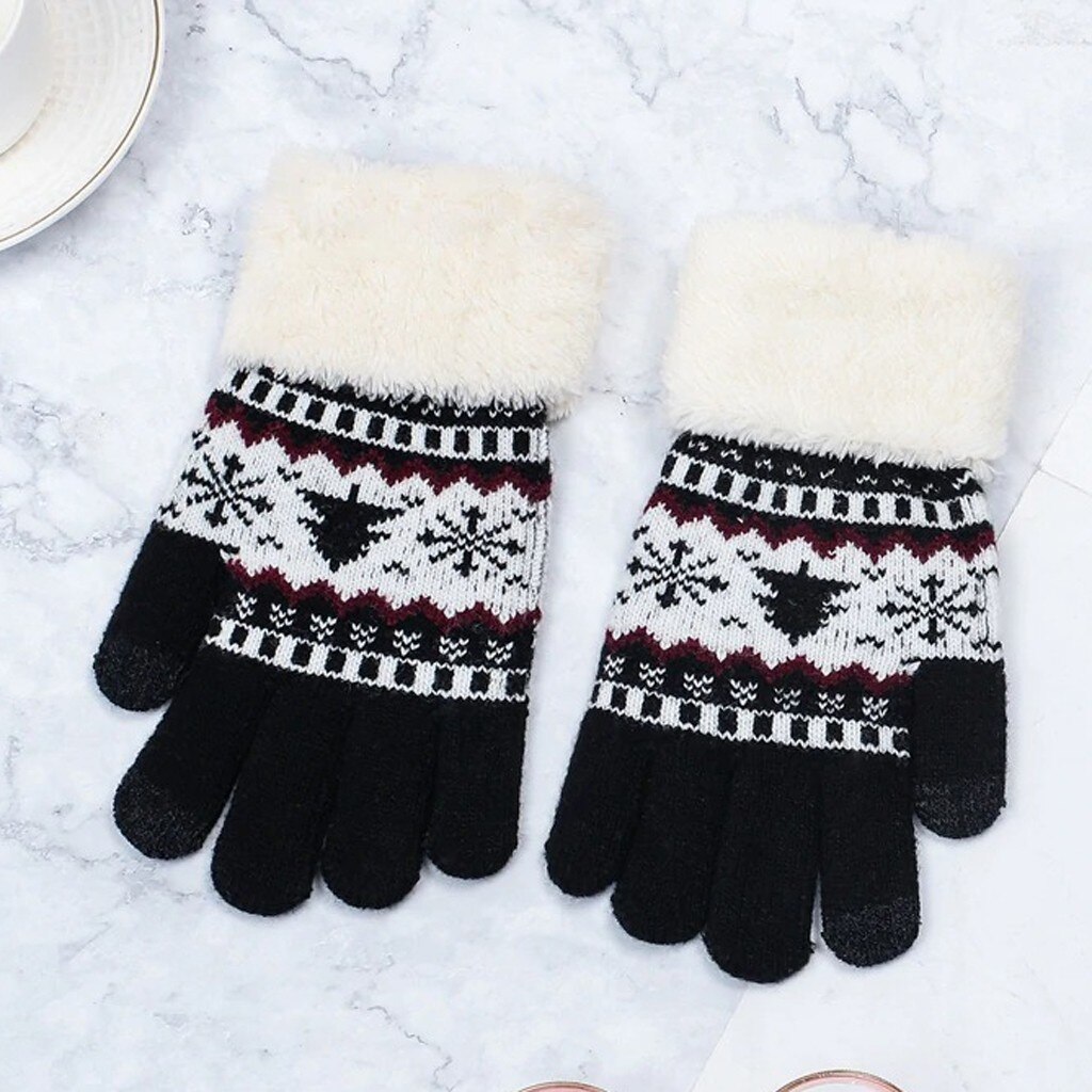 Christmas Winter Gloves Women Men Touch Screen Precision Handsker Extra-warm Fleece Gloves Outdoor Sport Beautiful