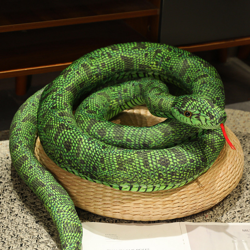 Jouet en peluche Python artificiel, Long serpent, jaune, Orange, vert, décoration de maison, décorations de: WHITE / 100cm-150cm