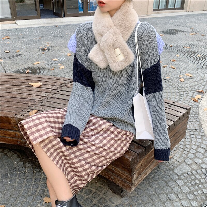 Thicken Warm Muffler Women's Winter Neck Warmers Plush Scarves Versatile Cloth Collocations