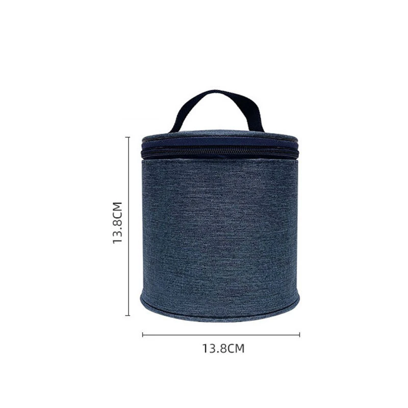 Portable Beige Thermal Lunch Box Bag Round Barrel Insulated Cooler Pouch Bento Food Storage Bags for Kids Meal Dinner Container: SKY BLUE