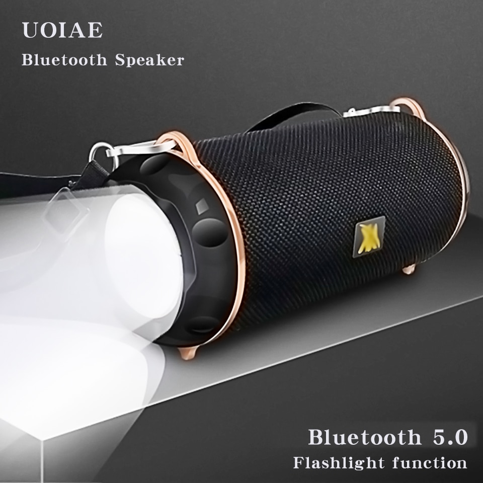 Uoiae Kolom Bluetooth 5.0 Speaker Music Center Zaklamp Tf Usb Mic Fm Radio Stereo Sound Speaker Voor Telefoon Bluetooth Apparaat