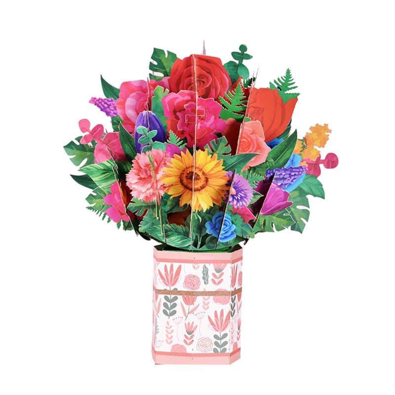 3d pop up mães dia cartões flores floral buquê cartão de saudação para mãe esposa aniversário simpatia obter bem: sunflower rose doubl