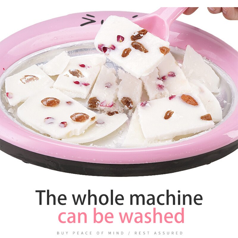 Mini ismaskine isstegt yoghurtmaskine omrør yoghurtmaskine med 2 stk stegt is skovl rullemaskine til hjemmebarn