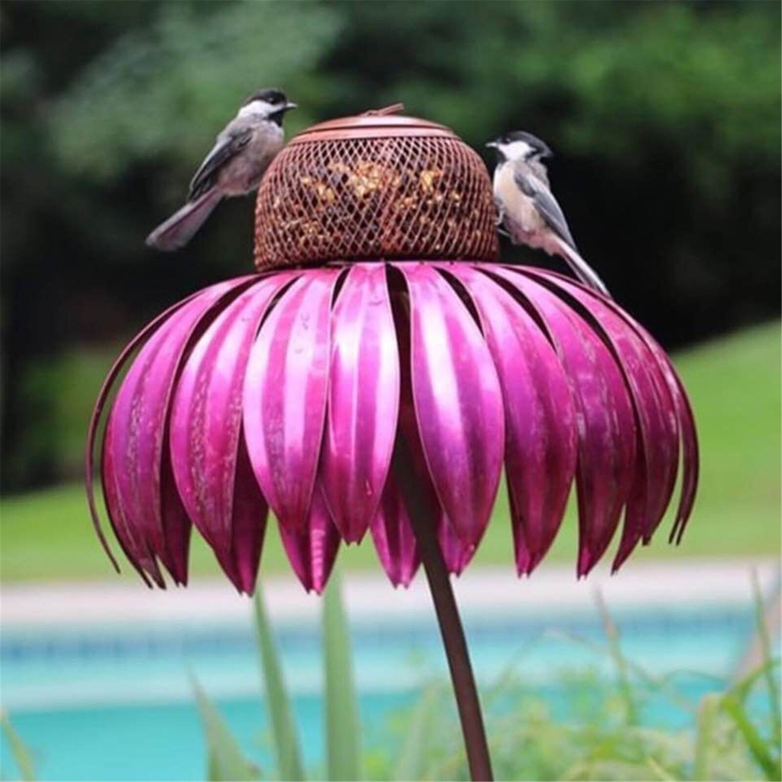 Bird Ensation Pink Coneflower Bird Feeder Wild Bird Feeder Gazebo Hummingbird Feeder Yard Garden Decor Кормушка Для Птиц #1