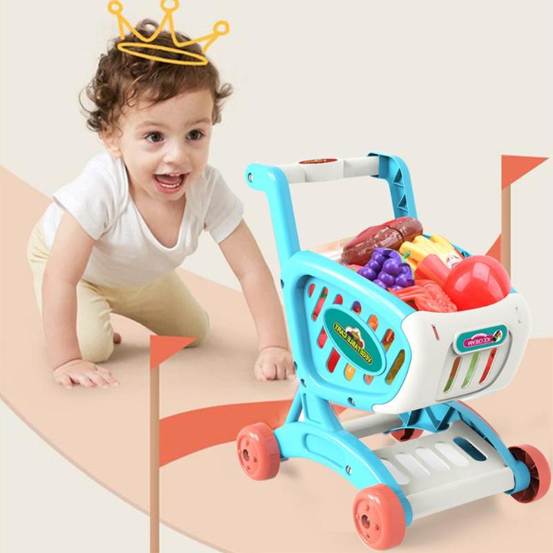 Simulatie Kid Winkelwagen Educatief Supermarkt Groente Fruit Spelen Trolley Set Huis Boodschappen Speelgoed Kinderen