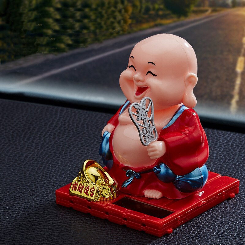 Solar Little Monk Car Decoration Toys Chinese Style Little Novice Monk Shaking His Head Toy Children: 04 small