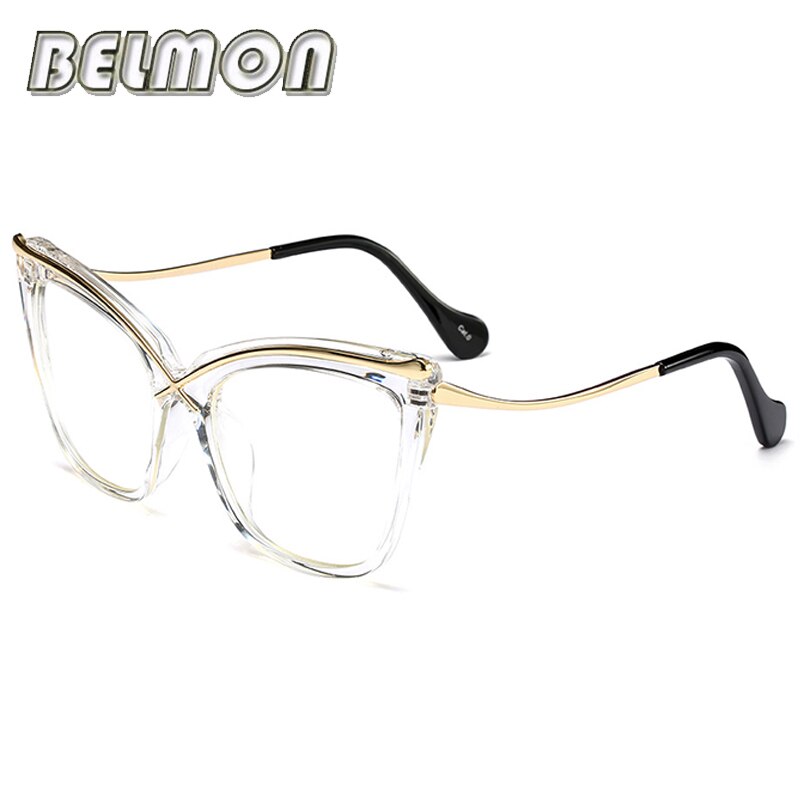 Belrayon óculos de olho de gato, armação feminina para óculos de computador, armação de óculos para miopia, lentes transparentes feminina rs262: RS262 C07