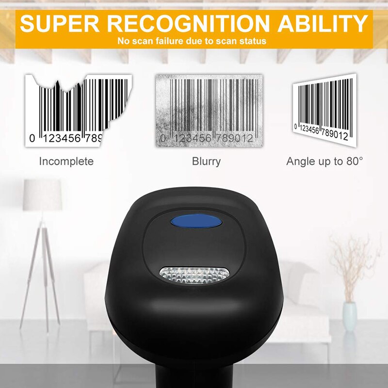 Barcode Scanner with USB Cable for POS Supermarket Library Express Company Retail Store