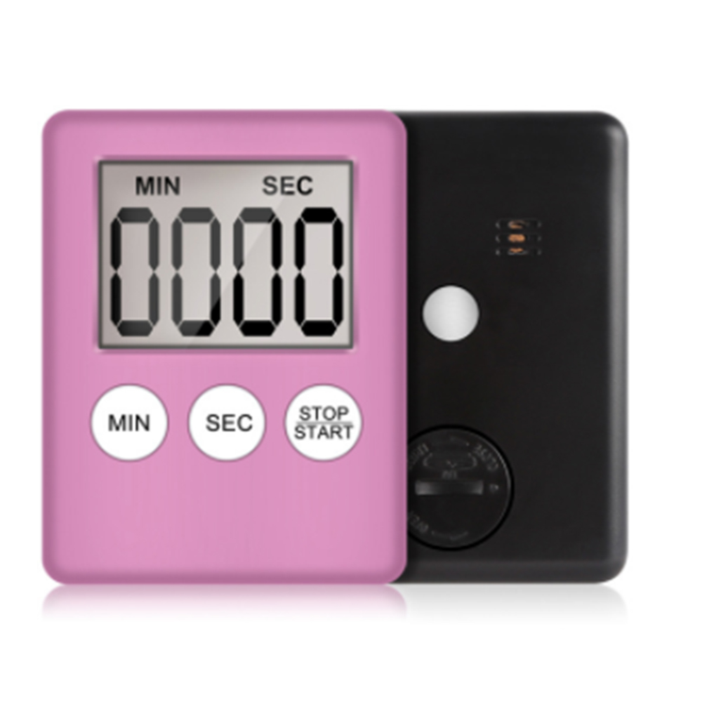 ​Ultra-thin Digital Kitchen Timer With Magnetic Rear LCD Display Can Display Minute Countdown Reminder Accessories: Pink